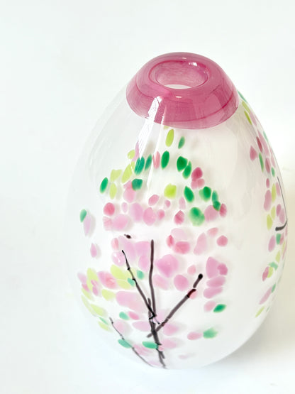 Statement Cherry Blossom Handblown Glass Teardrop Vase - Small (22676)