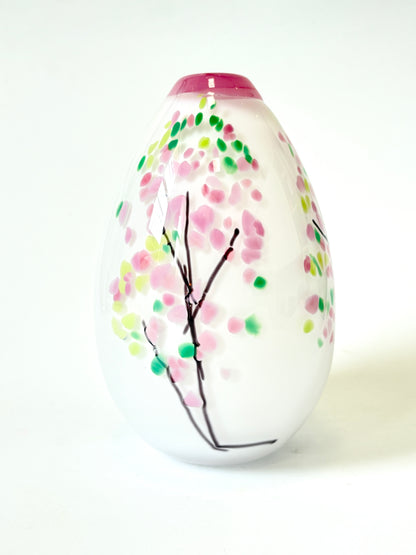 Statement Cherry Blossom Handblown Glass Teardrop Vase - Small (22676)