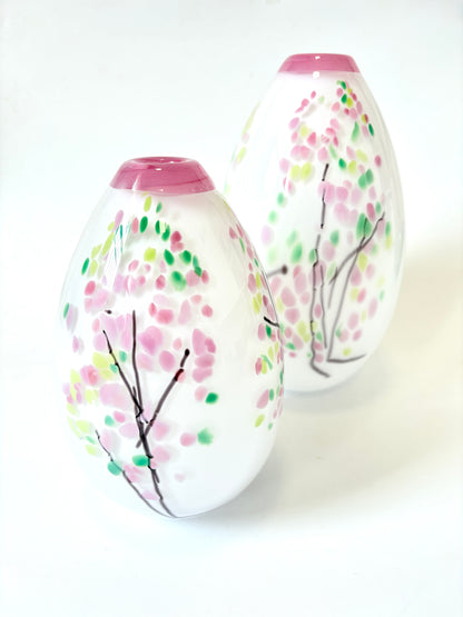 Statement Cherry Blossom Handblown Glass Teardrop Vase - Small (22676)