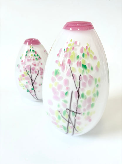 Statement Cherry Blossom Handblown Glass Teardrop Vase - Large (22675)
