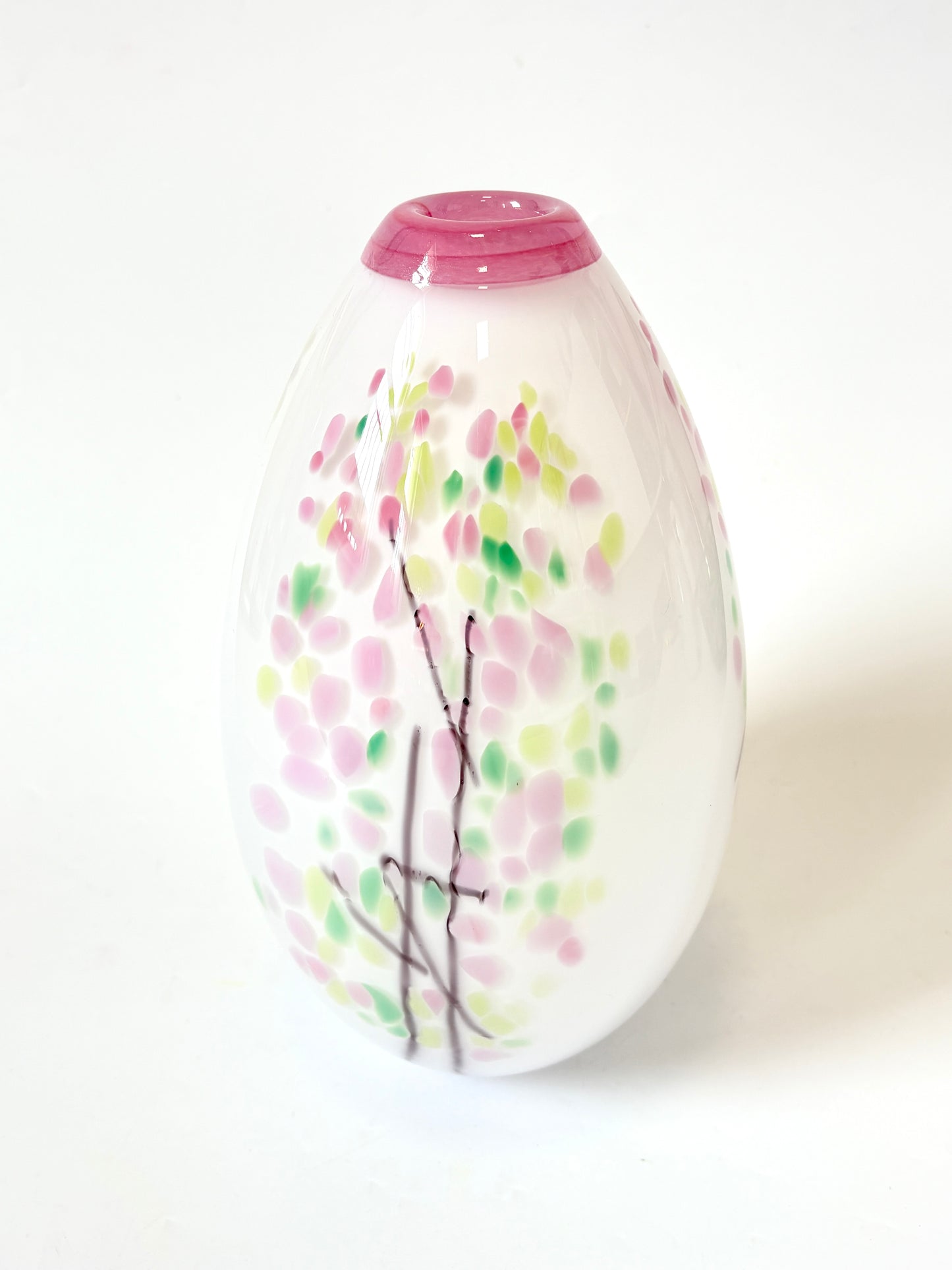 Statement Cherry Blossom Handblown Glass Teardrop Vase - Large (22675)