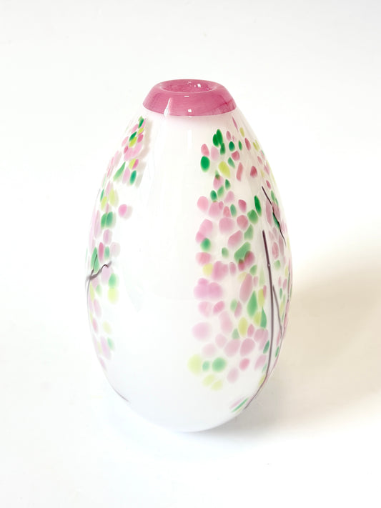 Statement Cherry Blossom Handblown Glass Teardrop Vase - Large (22675)