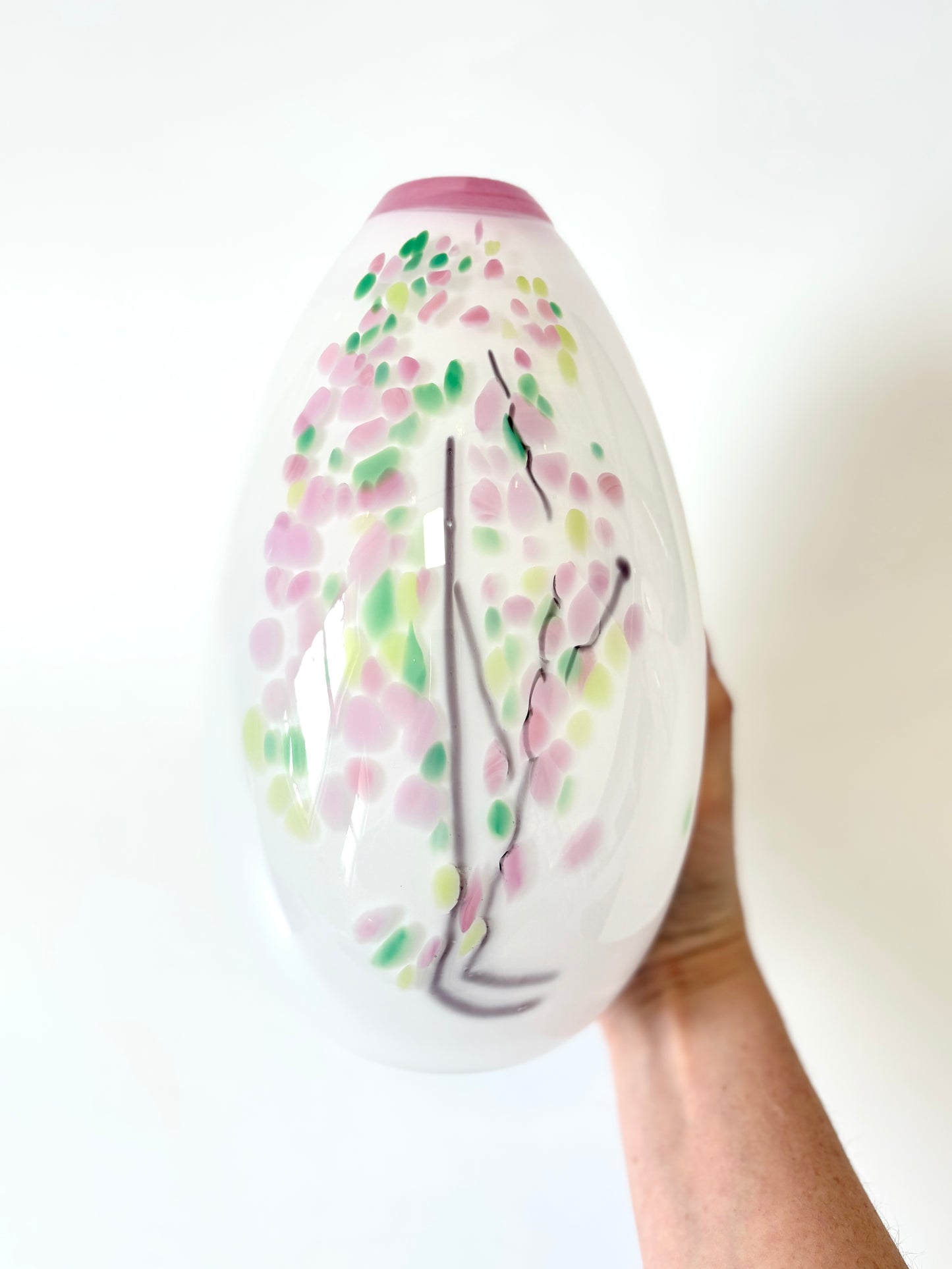 Statement Cherry Blossom Handblown Glass Teardrop Vase - Large (22675)