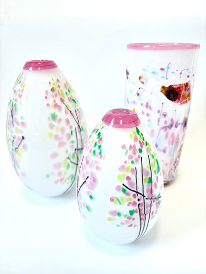 Statement Cherry Blossom Handblown Glass Teardrop Vase - Large (22675)