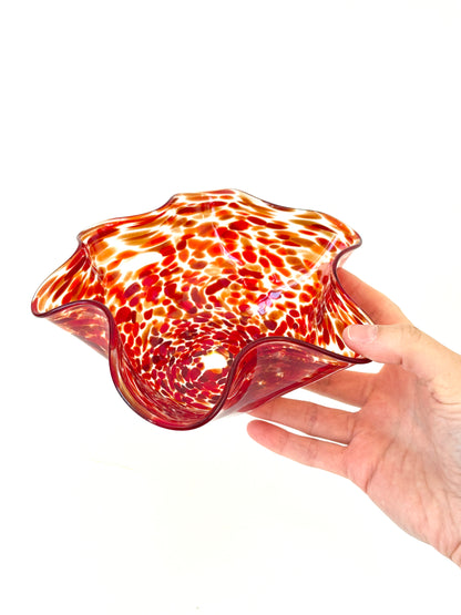 Wavy Handblown Glass Lolly Bowl - Red