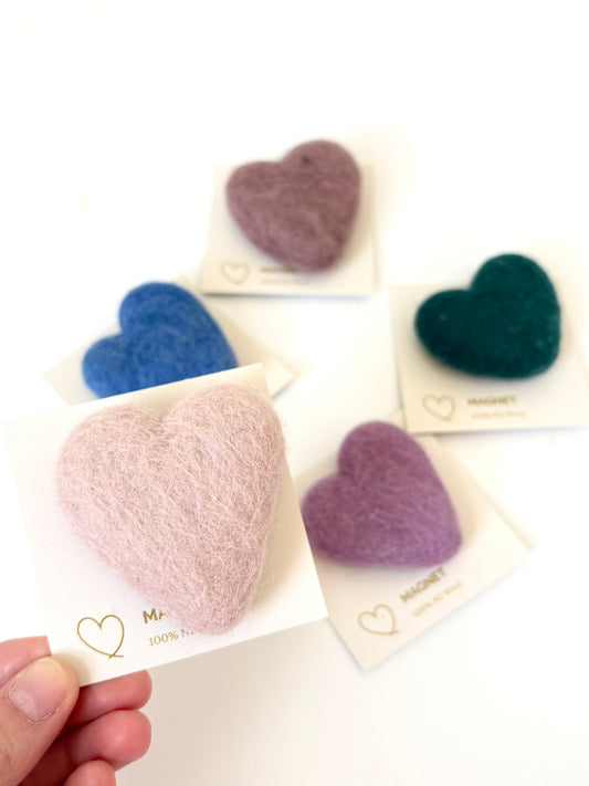 Felted Wool Heart & Star Magnets - Assorted