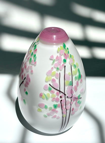 Statement Cherry Blossom Handblown Glass Teardrop Vase - Small (22676)