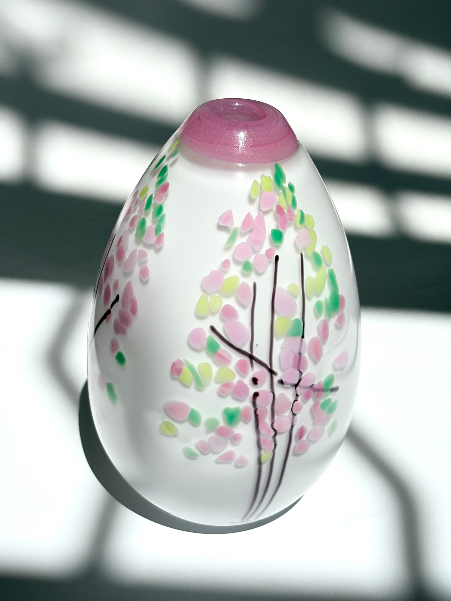 Statement Cherry Blossom Handblown Glass Teardrop Vase - Small (22676)