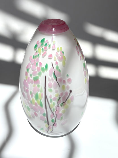 Statement Cherry Blossom Handblown Glass Teardrop Vase - Large (22675)