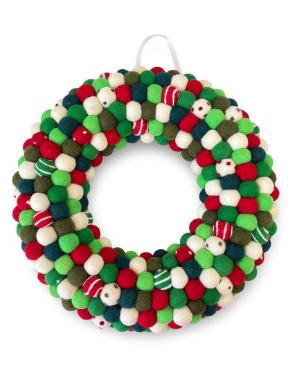 Large Pom-Pom Wreath - Traditional
