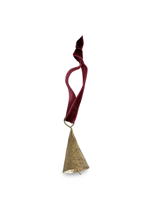 Brass Bell with Velvet Cord - Maroon