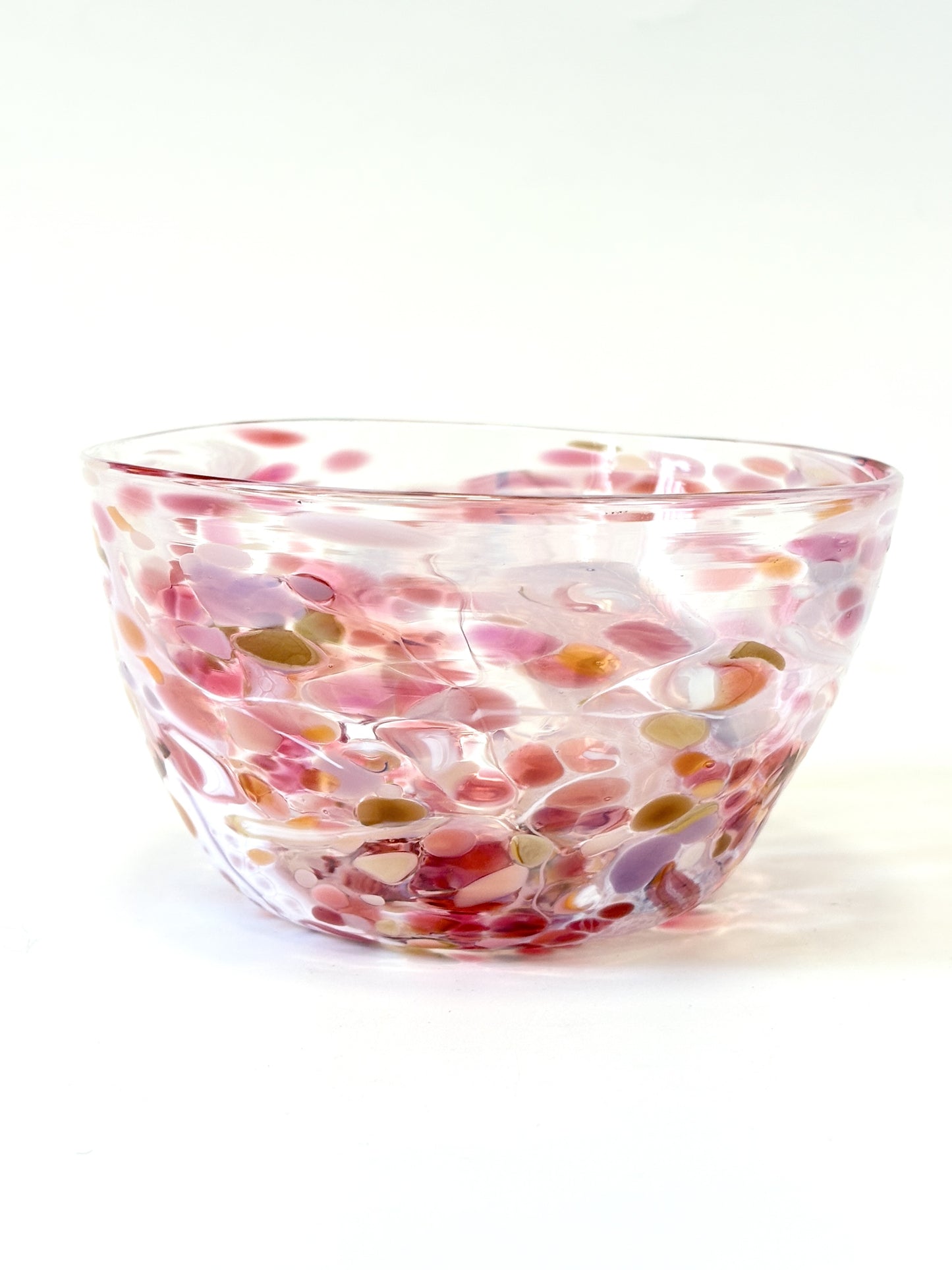 Handblown Glass Lolly Bowl - Pink Shard