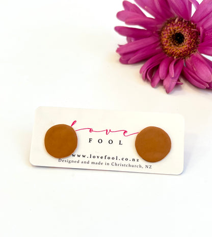 Dot Stud Earrings - Cognac