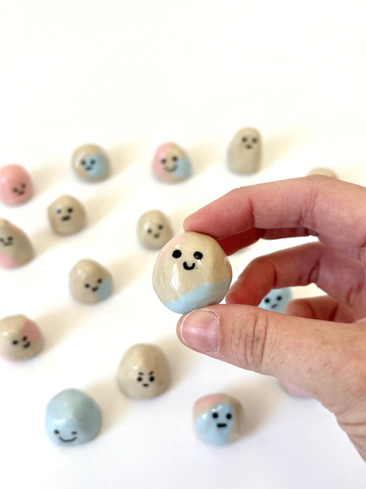 Handmade Ceramic Pet Rock - assorted emotions!