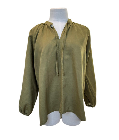 Autumn Blouse - Khaki green cotton/linen