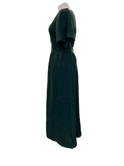 "Kelsey" Dress - Bottle Green Linen