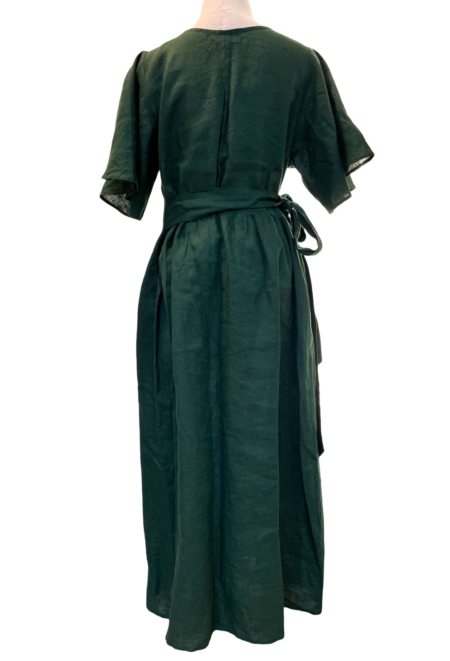 "Kelsey" Dress - Bottle Green Linen