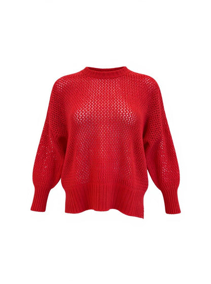 Cherry Red 'Lax' Jumper - Cotton/Merino blend