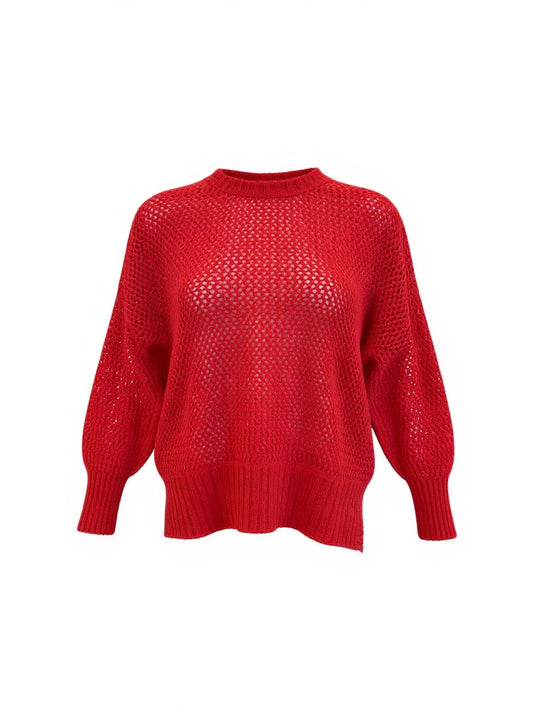 Cherry Red 'Lax' Jumper - Cotton/Merino blend