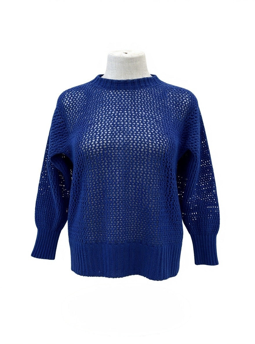 Cobalt Blue 'Lax' Jumper - Cotton/Merino blend