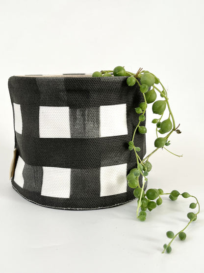 Canvas Planter - Black & White Gingham