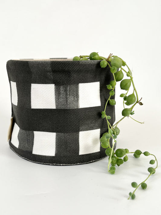 Canvas Planter - Black & white gingham