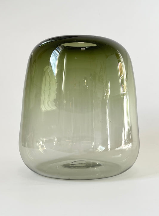 Oversize Handblown Glass Vase - Eel Green