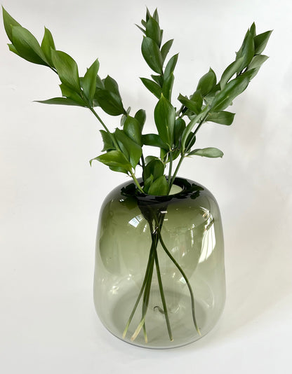 Oversize Handblown Glass Vase - Eel Green