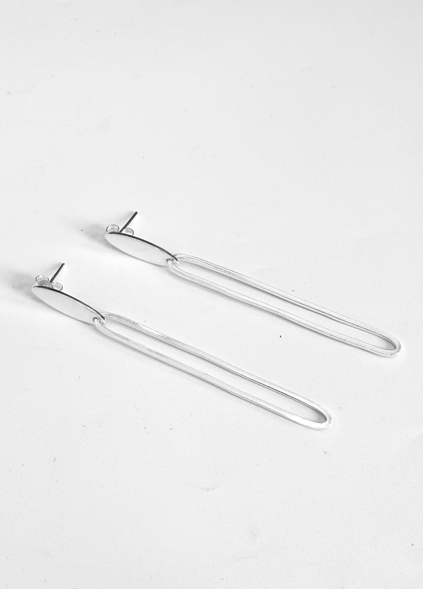 Oval Stud with Dangle Oval Hoop Earrings