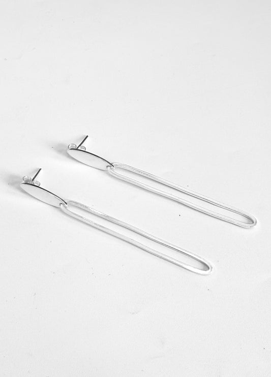 Oval Stud with Dangle Oval Hoop Earrings