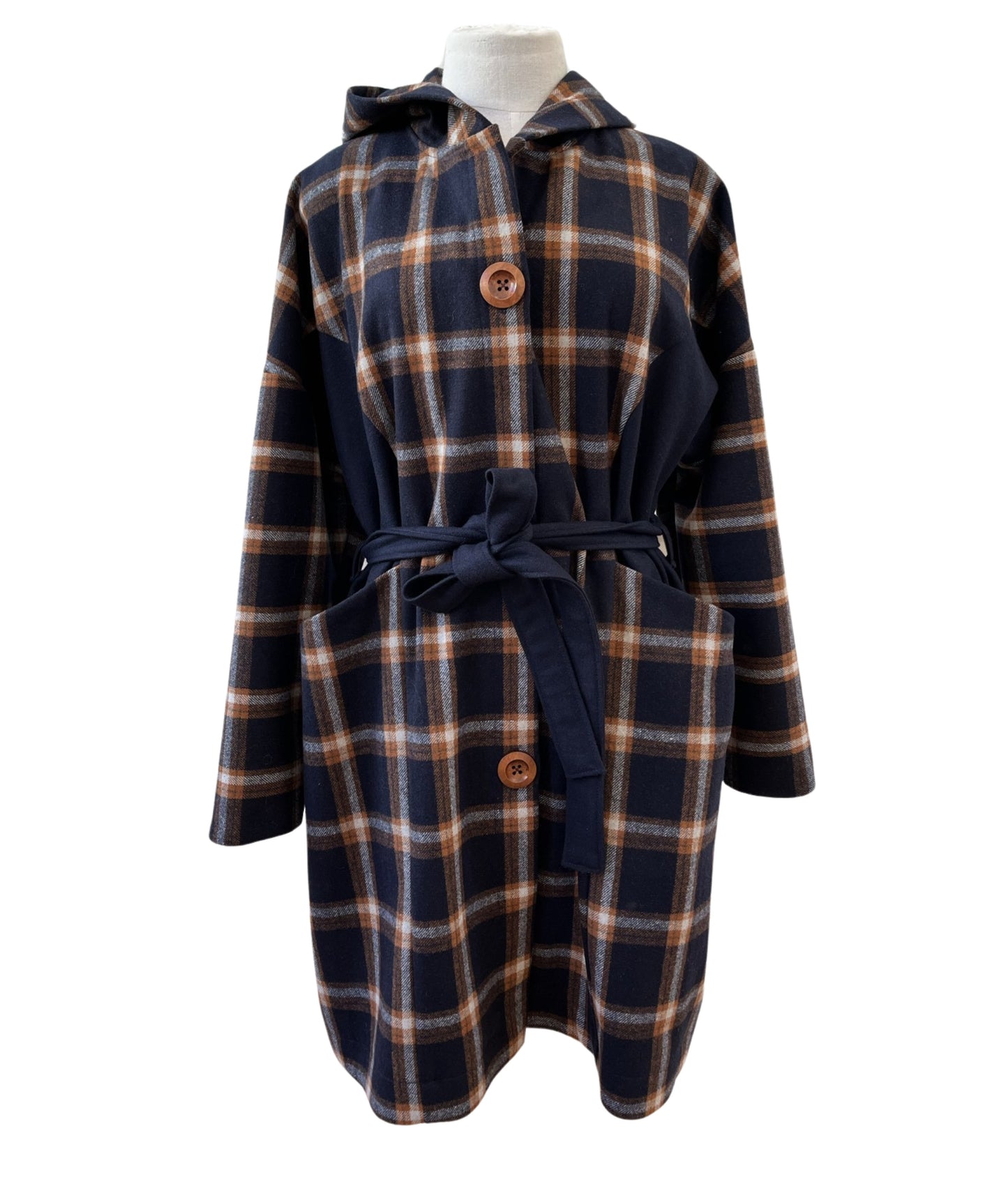 "Tiggy" Wool Blend Coat - Navy Check One-Off