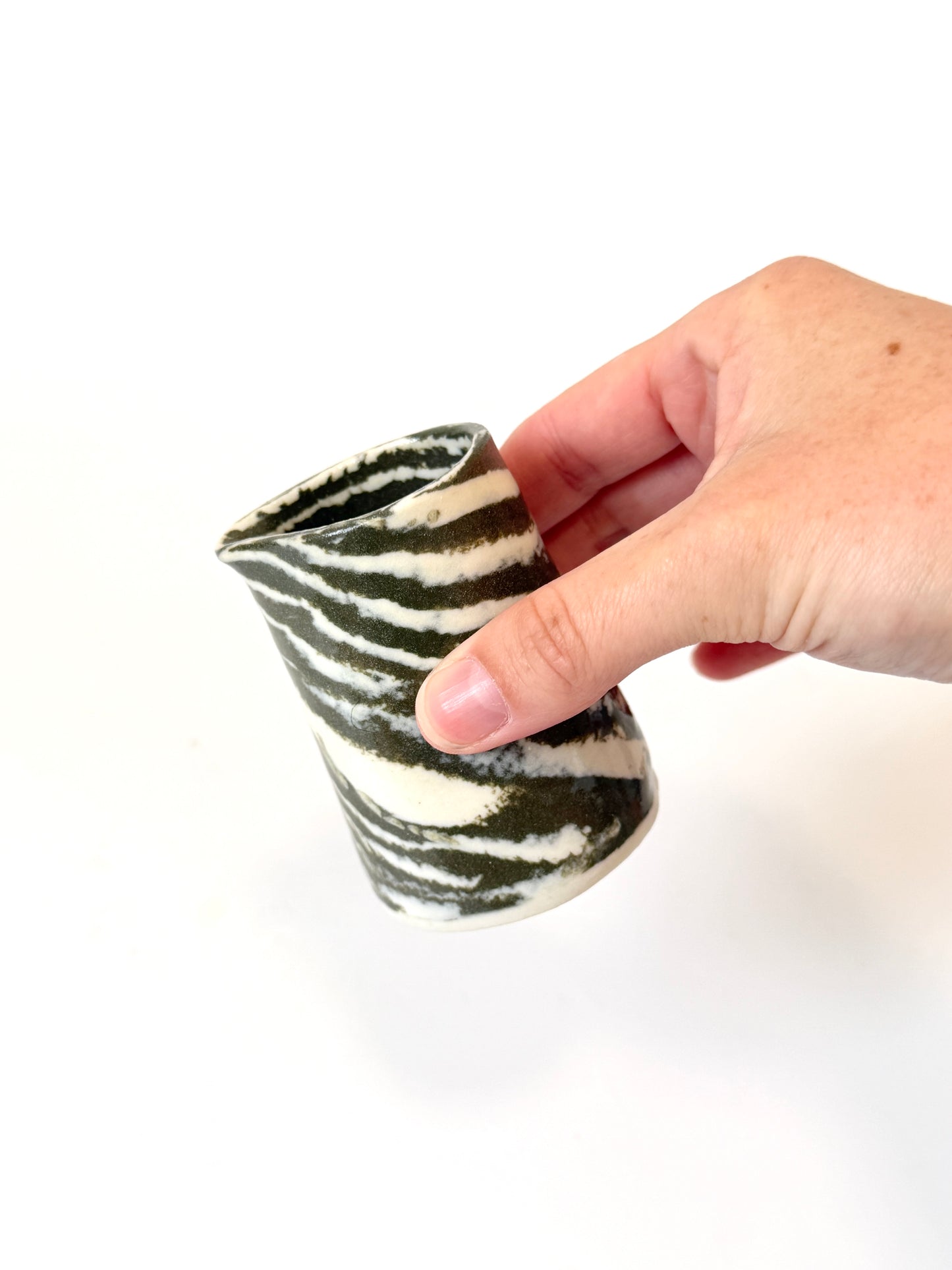 Small Pourer - Ceramic Nerikomi Dark Green Stripe