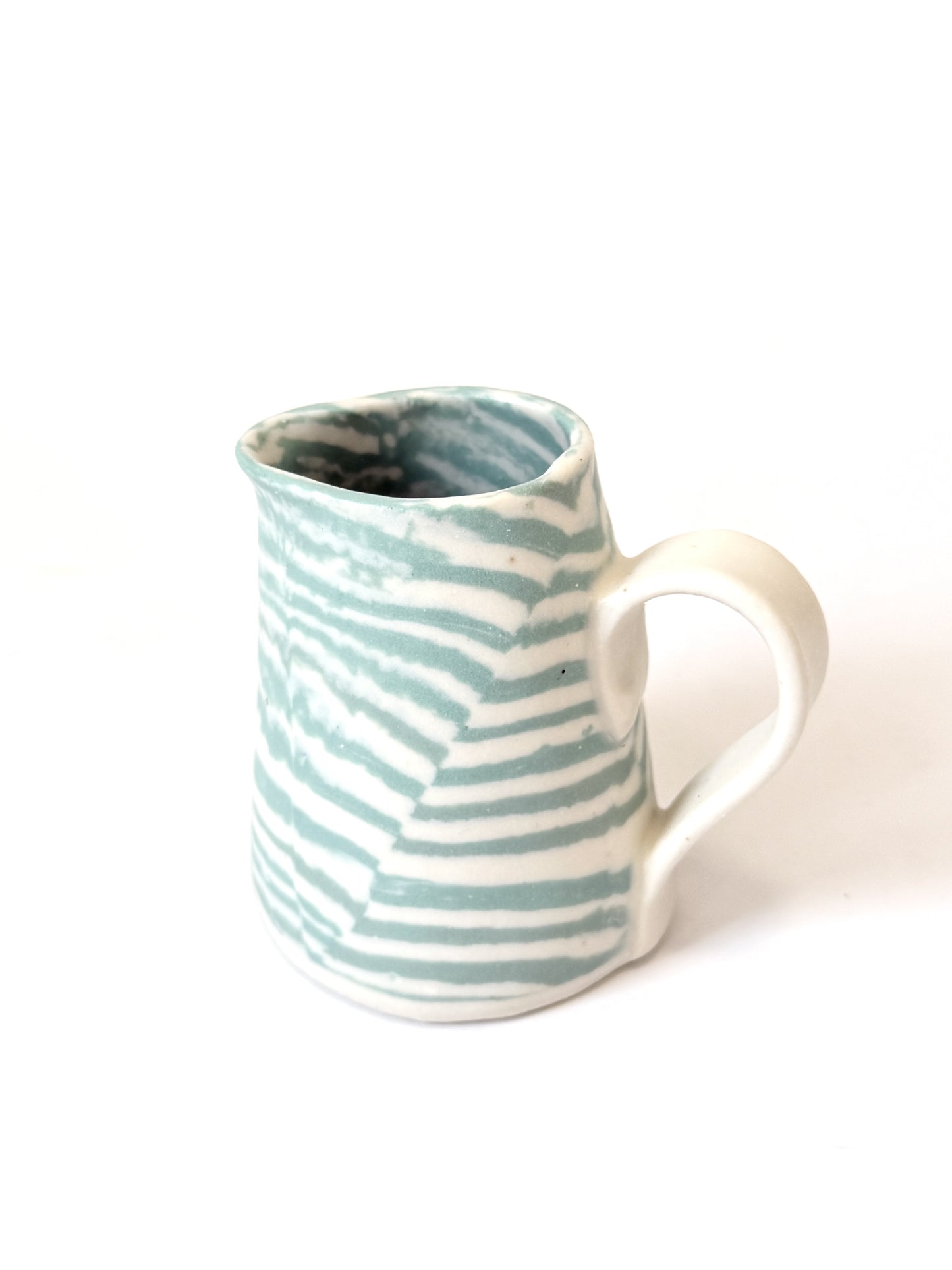 Ceramic Nerikomi Jug - Small - Turquoise Stripe