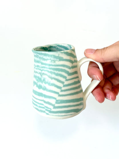 Ceramic Nerikomi Jug - Small - Turquoise Stripe