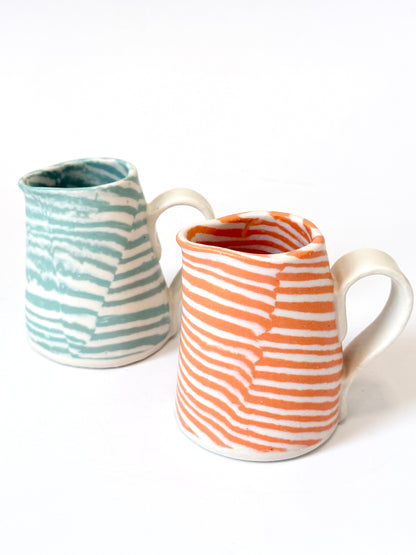 Ceramic Nerikomi Jug - Small - Turquoise Stripe