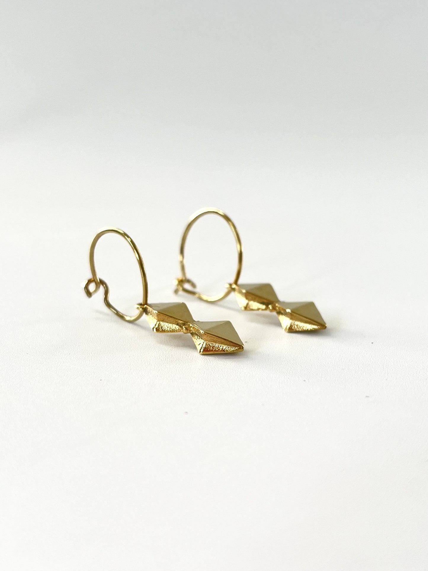 Gold Plated Bow Hoops Earrings by Holly Howe