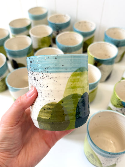 Summer Time Thumb-dent tumbler - by Tatyanna Meharry of Clae Ceramics