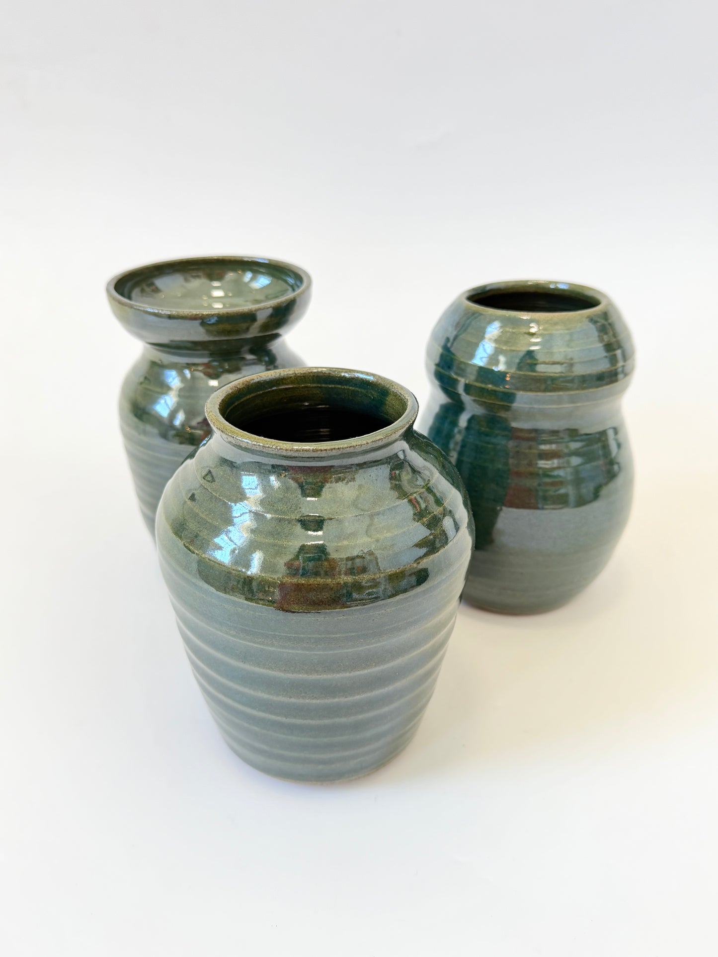 Handmade Ceramic Flower Vase - Pounamu Gloss (A)