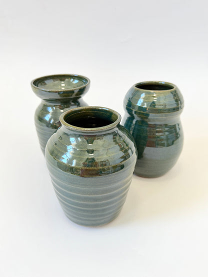 Handmade Ceramic Flower Vase - Pounamu Gloss (A)