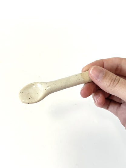White Handmade Ceramic Mini Spoon