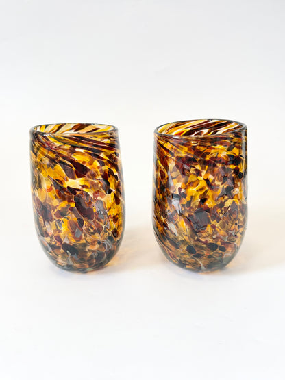 Handblown Glass Tumbler - Tortoiseshell