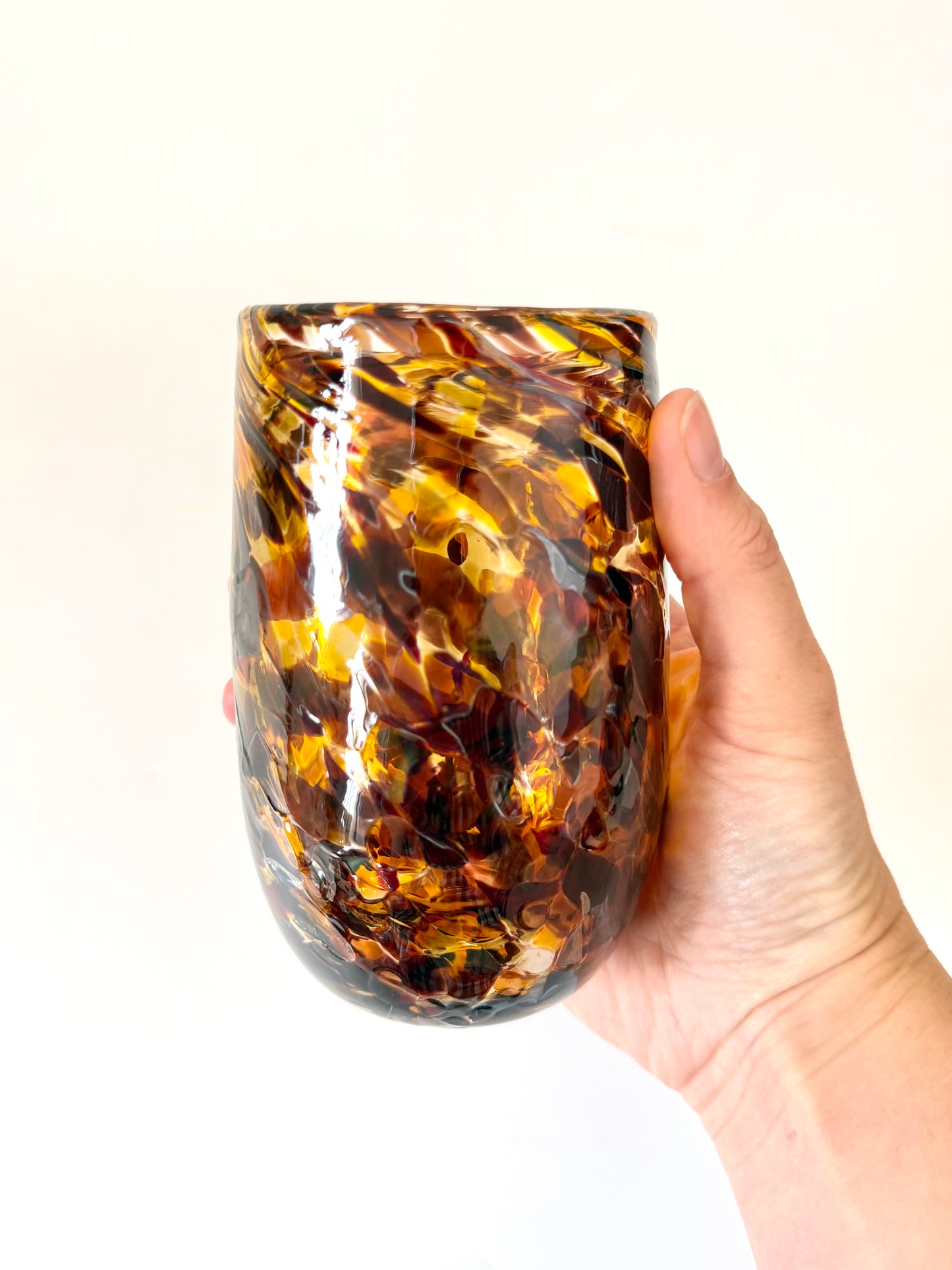 Handblown Glass Tumbler - Tortoiseshell