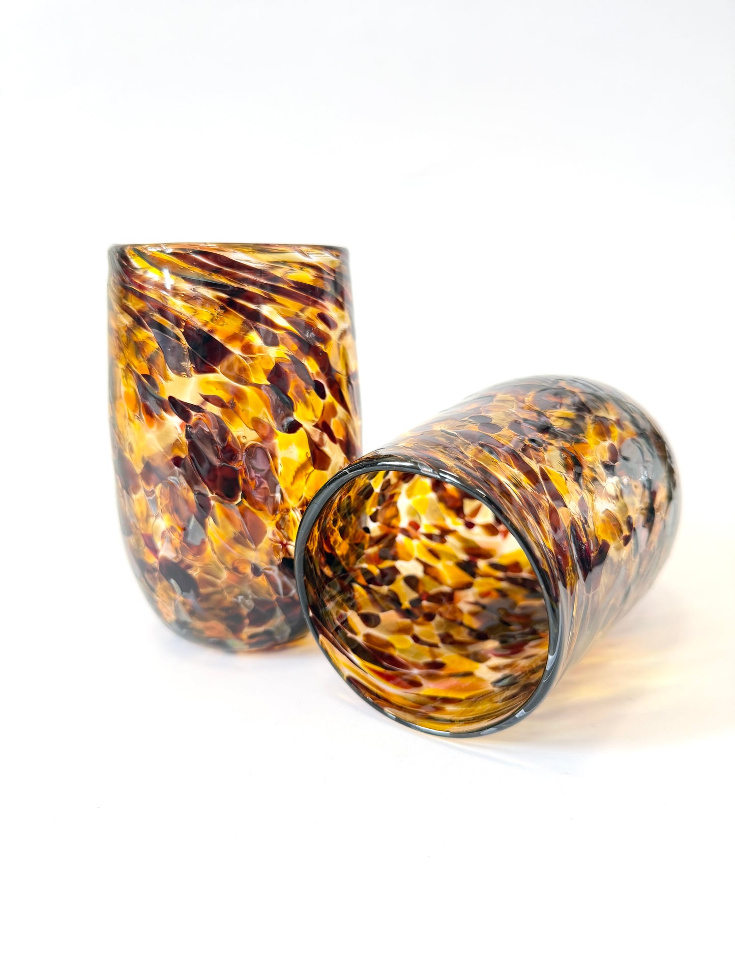 Handblown Glass Tumbler - Tortoiseshell