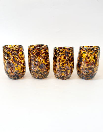 Handblown Glass Tumbler - Tortoiseshell