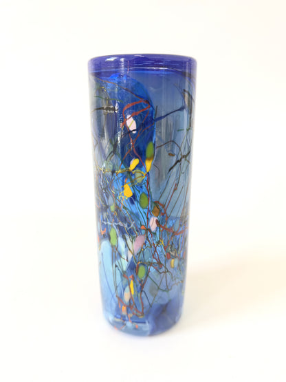 'Blue Shard' Small Handblown Glass Cylinder Vase - by Grinter Glass - exclusive