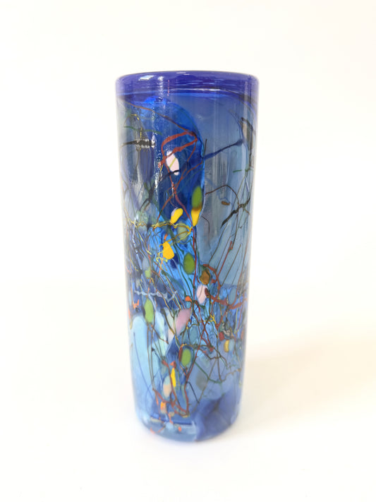 'Blue Shard' Small Handblown Glass Cylinder Vase - by Grinter Glass - exclusive