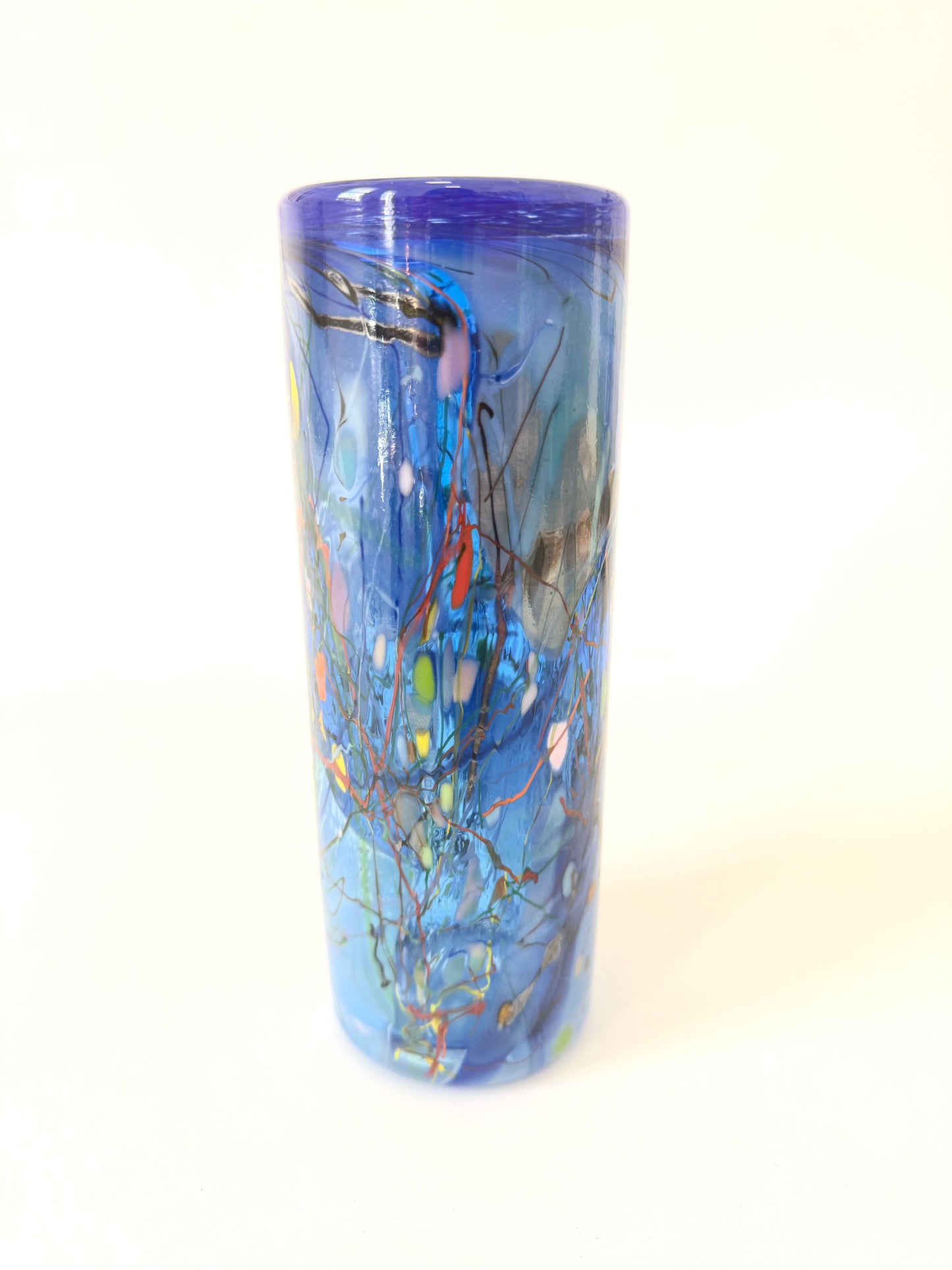'Blue Shard' Small Handblown Glass Cylinder Vase - by Grinter Glass - exclusive