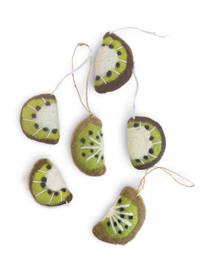 Felted Kiwifruit Christmas Ornament