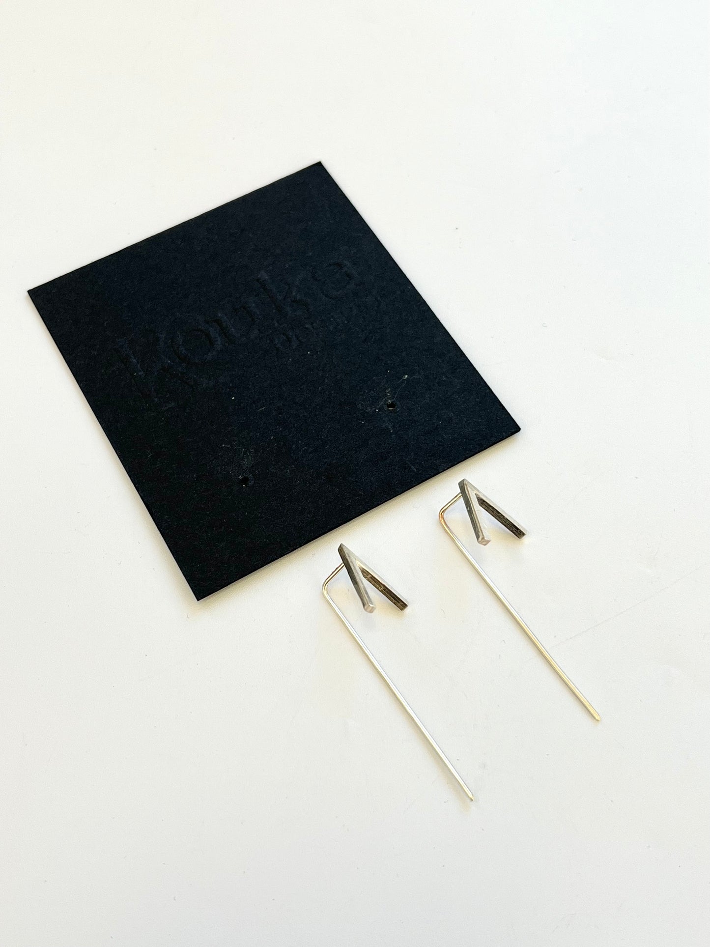 Silver Arrow Shape on Long Post Earrings