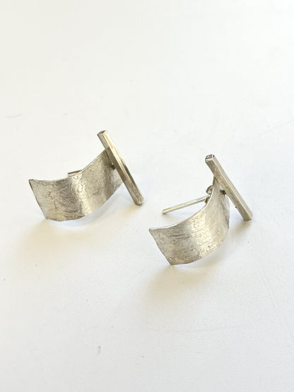 Silver Cuff (Two-in-One Pair) Stud Earrings